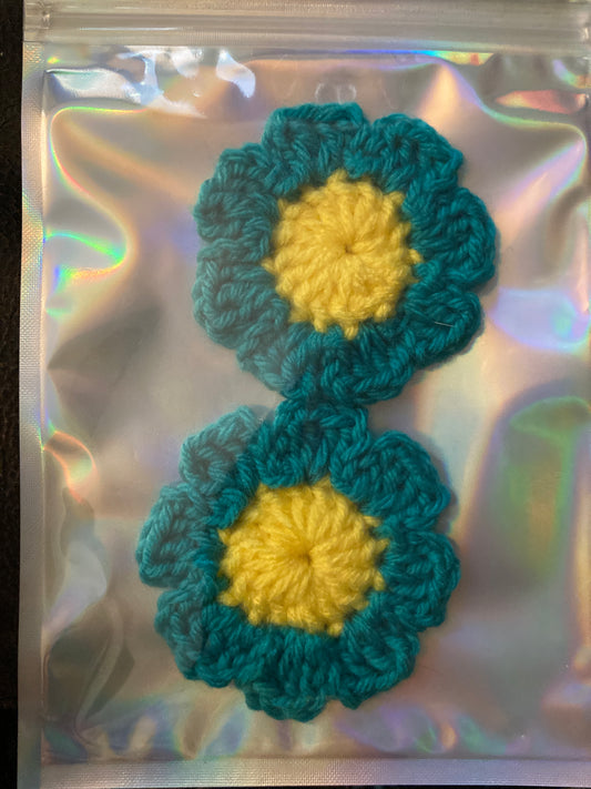 Teal & yellow car coasters